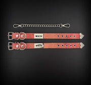 💜🔥 Fashion Necklace & Snake Pattern Cuff Set | Gold-Speckled Purple Orange Leather × Metal Chains × Bold Street Style