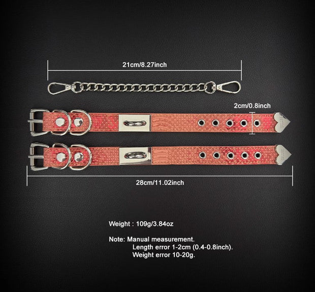 💜🔥 Fashion Necklace & Snake Pattern Cuff Set | Gold-Speckled Purple Orange Leather × Metal Chains × Bold Street Style