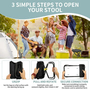 Camping Stools Set of 2, 10.6 Inch Small Portable Folding Chair with Carry Bag, Collapsible Camp Stools for Adults, Outdoor Footstool for Picnic Hiking Fishing, Hold Up to 220 LBS, Easy Setup, Black