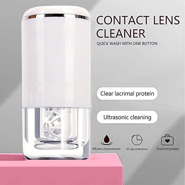Ultrasonic contact lens cleaner