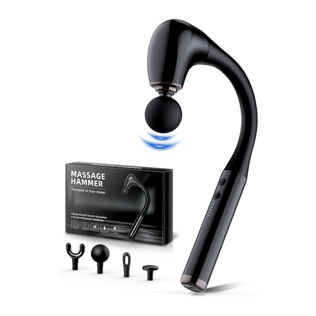 The massage gun is equipped with an upgraded extended handle