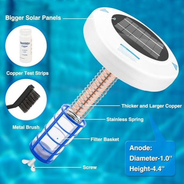 Solar-powered swimming pool disinfection device