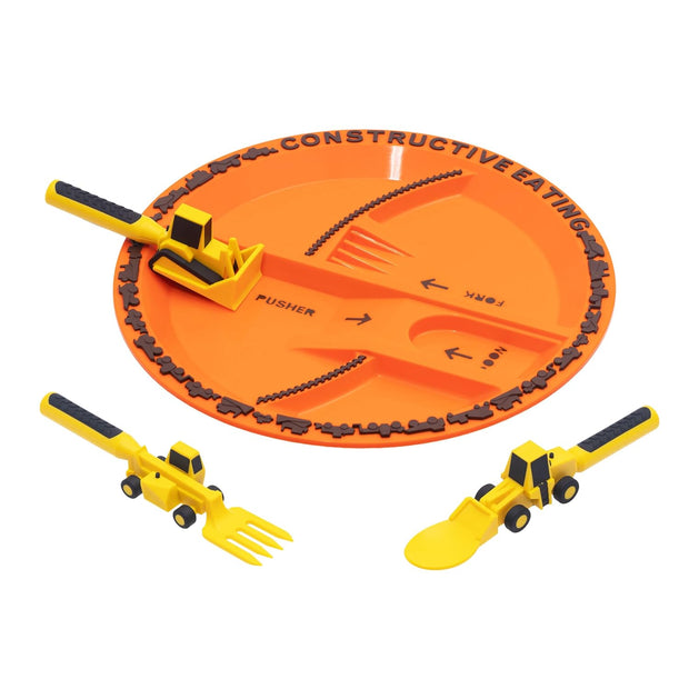 Toddler Construction Plate & Utensils Set — Fun, Safe, and Educational Mealtime Kit!