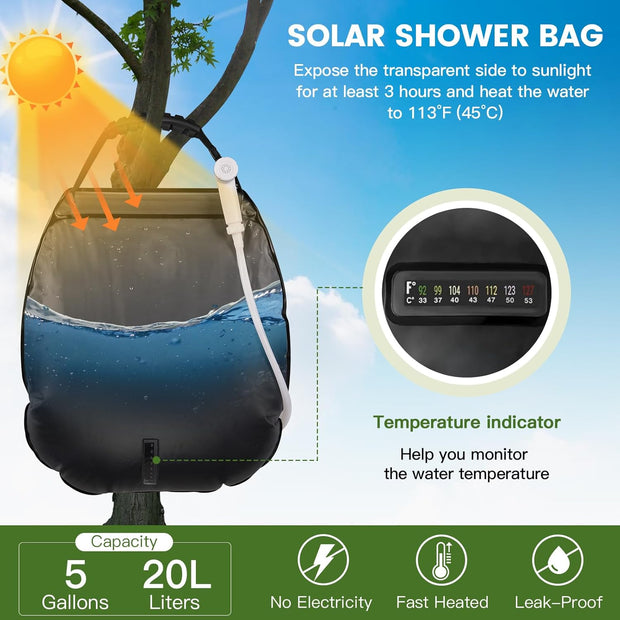 🚿 Solar Shower Bag – Enjoy a Hot Shower, Anywhere! ☀️🌲