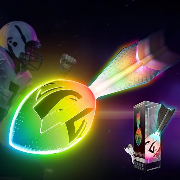High-quality foam glows on the dark football, and the latest LED lights up the football