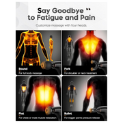 The massage gun is equipped with an upgraded extended handle