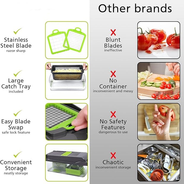 Function 13-in-1 food knife, kitchen vegetable slicer dicing knife