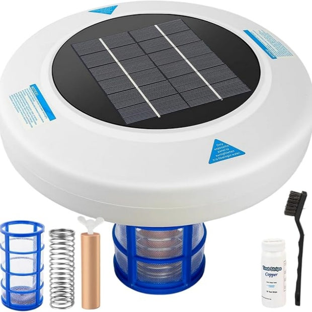 Solar-powered swimming pool disinfection device
