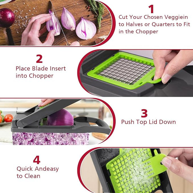 Function 13-in-1 food knife, kitchen vegetable slicer dicing knife
