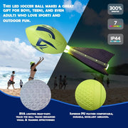 High-quality foam glows on the dark football, and the latest LED lights up the football