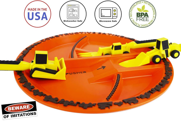 Toddler Construction Plate & Utensils Set — Fun, Safe, and Educational Mealtime Kit!