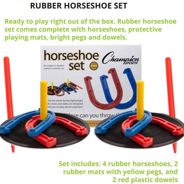 Champion Sports Indoor/Outdoor Horseshoe Set Red