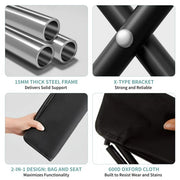 Camping Stools Set of 2, 10.6 Inch Small Portable Folding Chair with Carry Bag, Collapsible Camp Stools for Adults, Outdoor Footstool for Picnic Hiking Fishing, Hold Up to 220 LBS, Easy Setup, Black